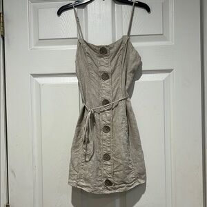 Indikah (Selfie Leslie)-Beige Button-Down Mini Dress